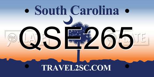 QSE265 South Carolina License Plate