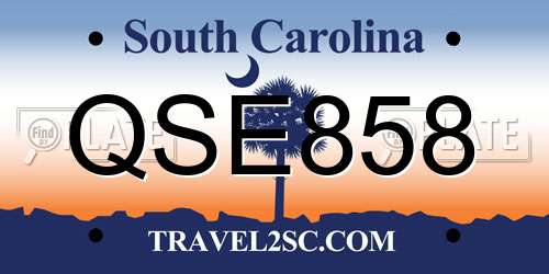 QSE858 South Carolina License Plate