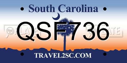 QSF736 South Carolina License Plate