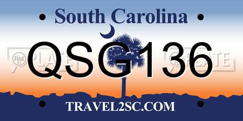 QSG136 South Carolina License Plate