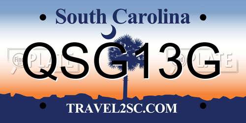 QSG13G South Carolina License Plate