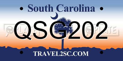 QSG202 South Carolina License Plate