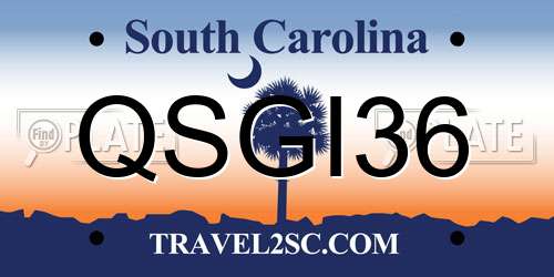 QSGI36 South Carolina License Plate