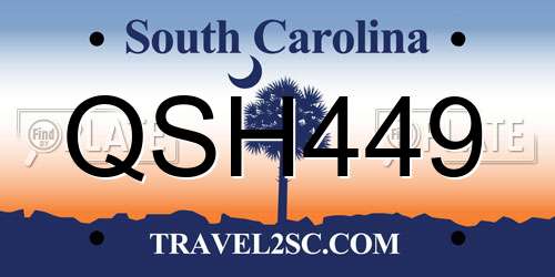 QSH449 South Carolina License Plate