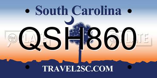 QSH860 South Carolina License Plate