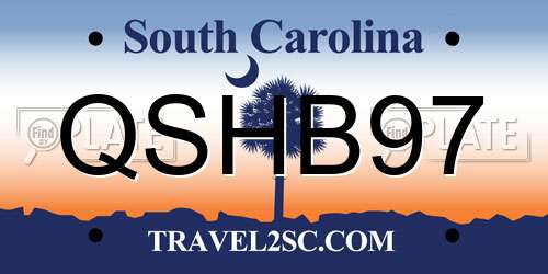 QSHB97 South Carolina License Plate