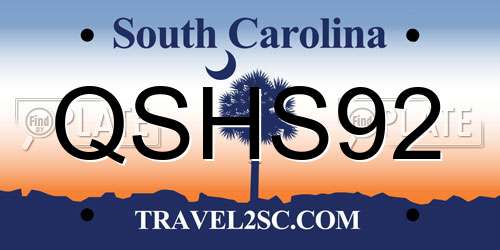 QSHS92 South Carolina License Plate