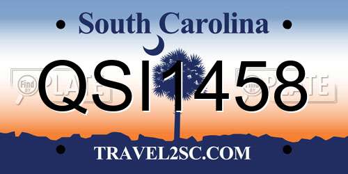 QSI1458 South Carolina License Plate