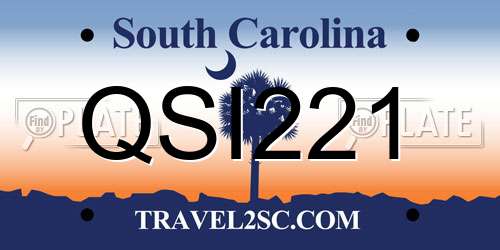 QSI221 South Carolina License Plate