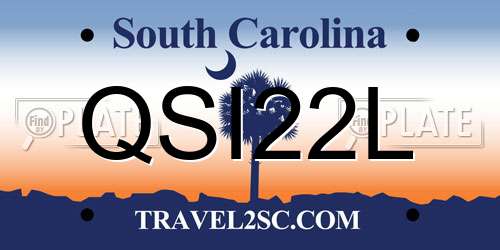 QSI22L South Carolina License Plate