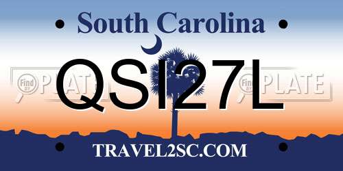 QSI27L South Carolina License Plate