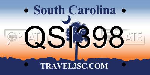 QSI398 South Carolina License Plate