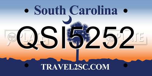 QSI5252 South Carolina License Plate