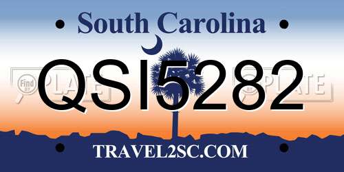 QSI5282 South Carolina License Plate