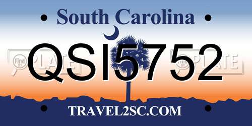 QSI5752 South Carolina License Plate