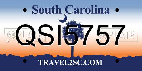 QSI5757 South Carolina License Plate