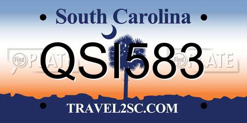 QSI583 South Carolina License Plate