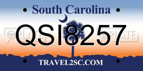 QSI8257 South Carolina License Plate