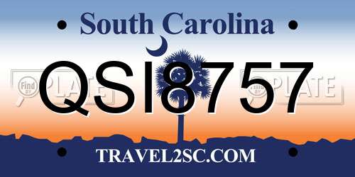 QSI8757 South Carolina License Plate