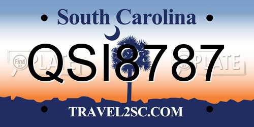 QSI8787 South Carolina License Plate