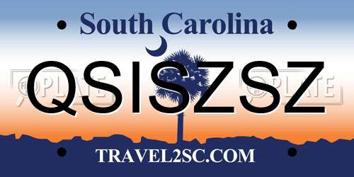 QSISZSZ South Carolina License Plate