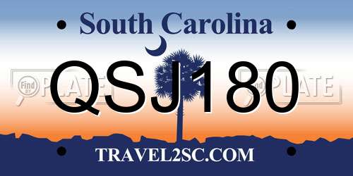 QSJ180 South Carolina License Plate