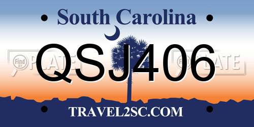 QSJ406 South Carolina License Plate
