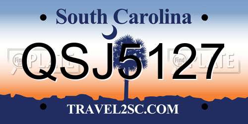 QSJ5127 South Carolina License Plate