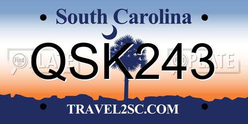 QSK243 South Carolina License Plate