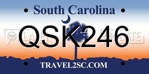 QSK246 South Carolina License Plate