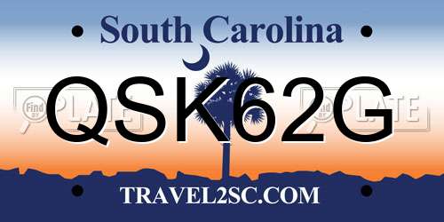 QSK62G South Carolina License Plate