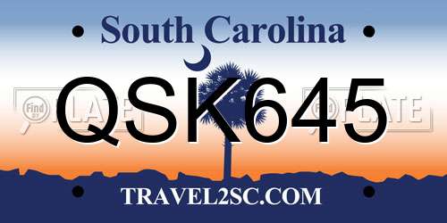 QSK645 South Carolina License Plate