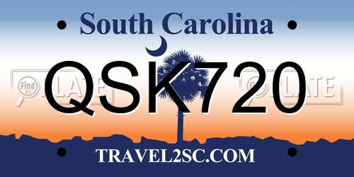 QSK720 South Carolina License Plate
