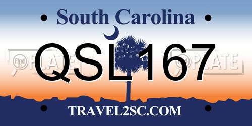 QSL167 South Carolina License Plate