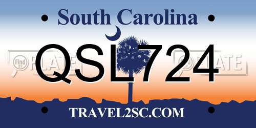 QSL724 South Carolina License Plate
