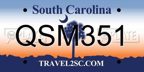 QSM351 South Carolina License Plate