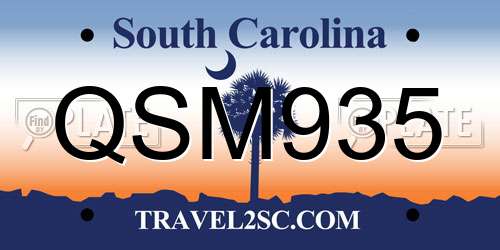QSM935 South Carolina License Plate
