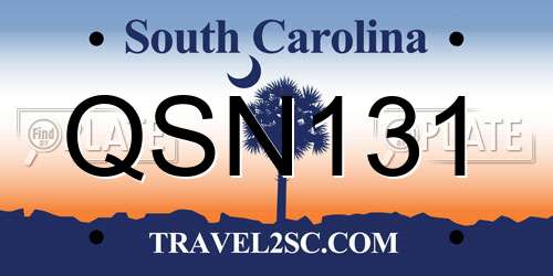 QSN131 South Carolina License Plate