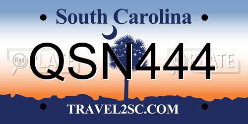 QSN444 South Carolina License Plate