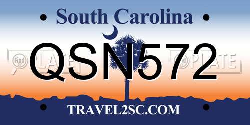 QSN572 South Carolina License Plate