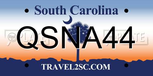 QSNA44 South Carolina License Plate