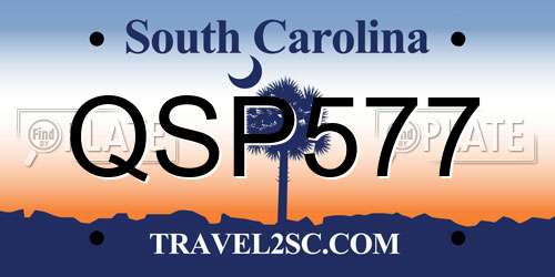 QSP577 South Carolina License Plate