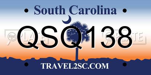 QSQ138 South Carolina License Plate