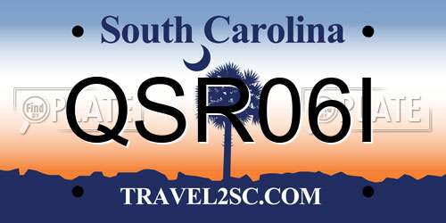 QSR06I South Carolina License Plate