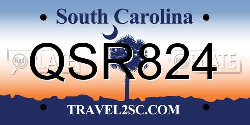 QSR824 South Carolina License Plate
