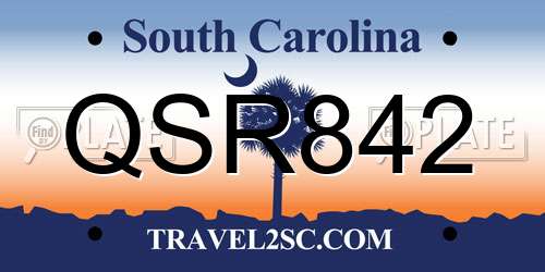 QSR842 South Carolina License Plate