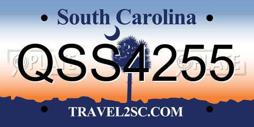 QSS4255 South Carolina License Plate