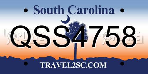 QSS4758 South Carolina License Plate