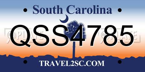 QSS4785 South Carolina License Plate