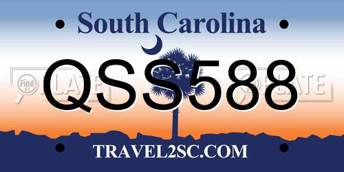 QSS588 South Carolina License Plate